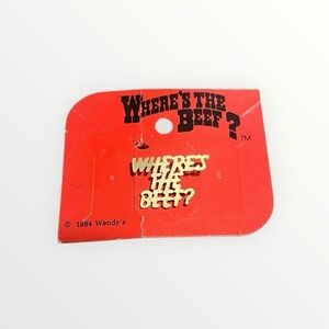 Vtg Advertising 1984 Wendy's Where's The Beef? Pin Gold Tone Promotional Item